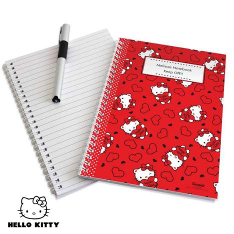 Personalised A5 Hello Kitty Hearts Notebook £7.99